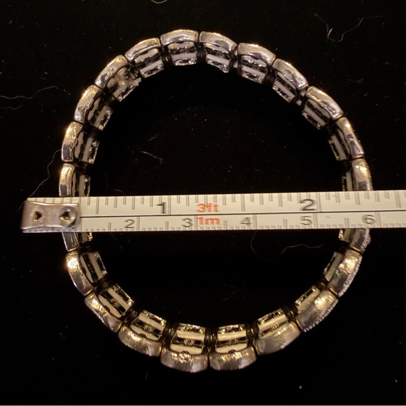 Vintage Silver Tone Rhinestone Stretch Link Bracelet - Picture 5 of 5